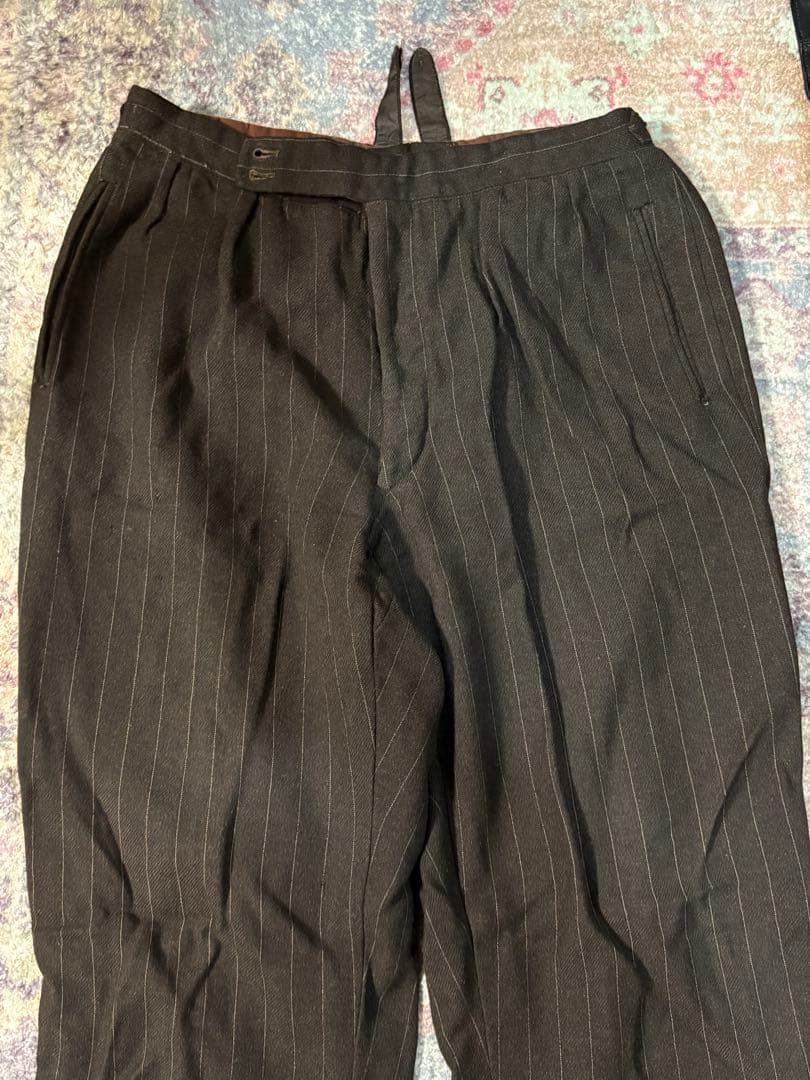 パンツ 1950s French Striped Brown Wool Trousers