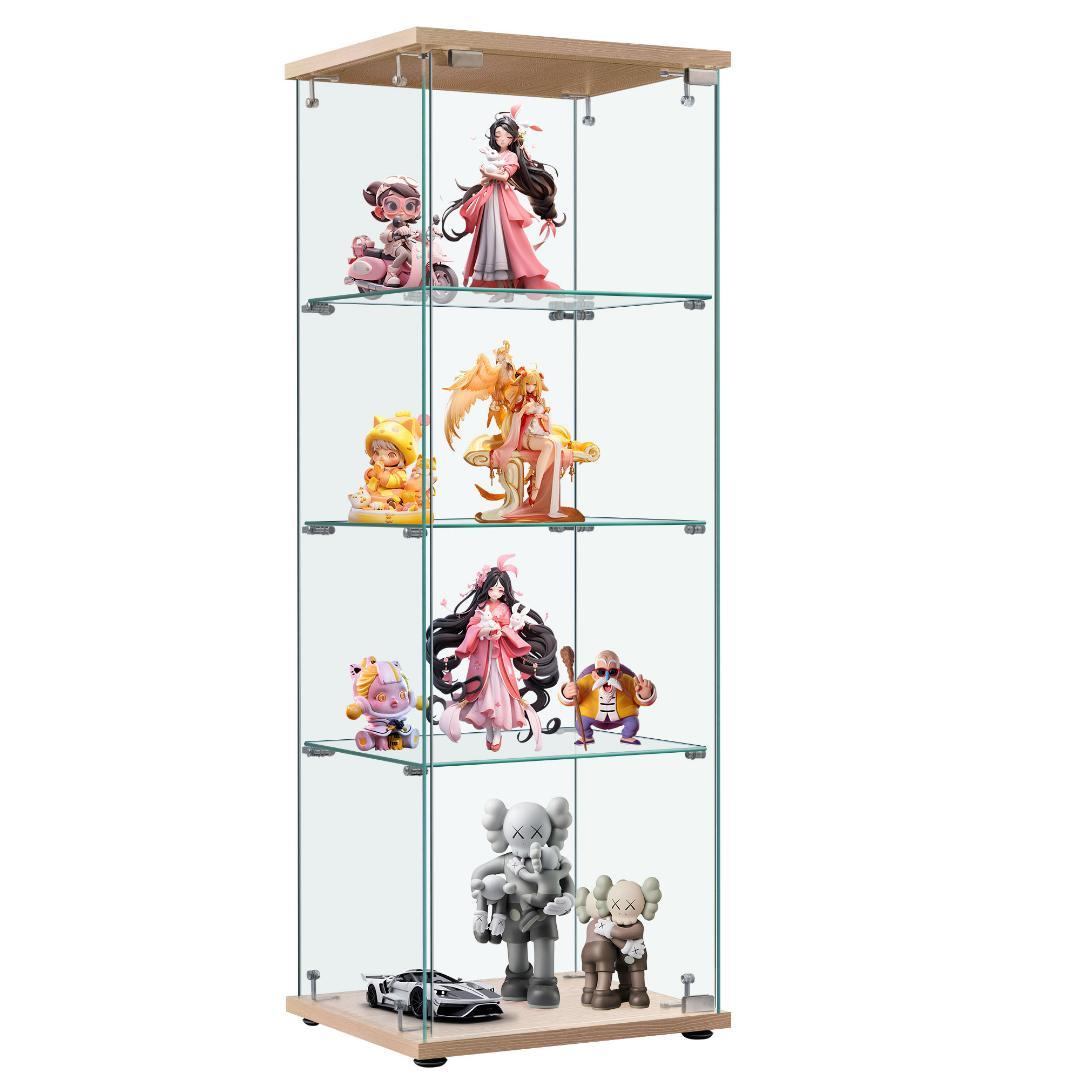 ナチュラル 4段コレクションケースガラスディスプレイキャビネットフィギュアケース
