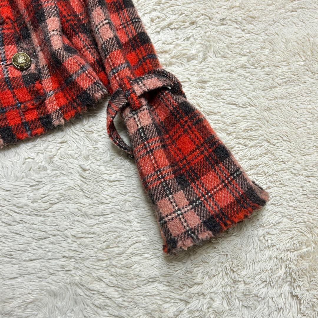 バーバリーブルーレーベル チェック柄 ウール ピーコート 刻印金ボタン