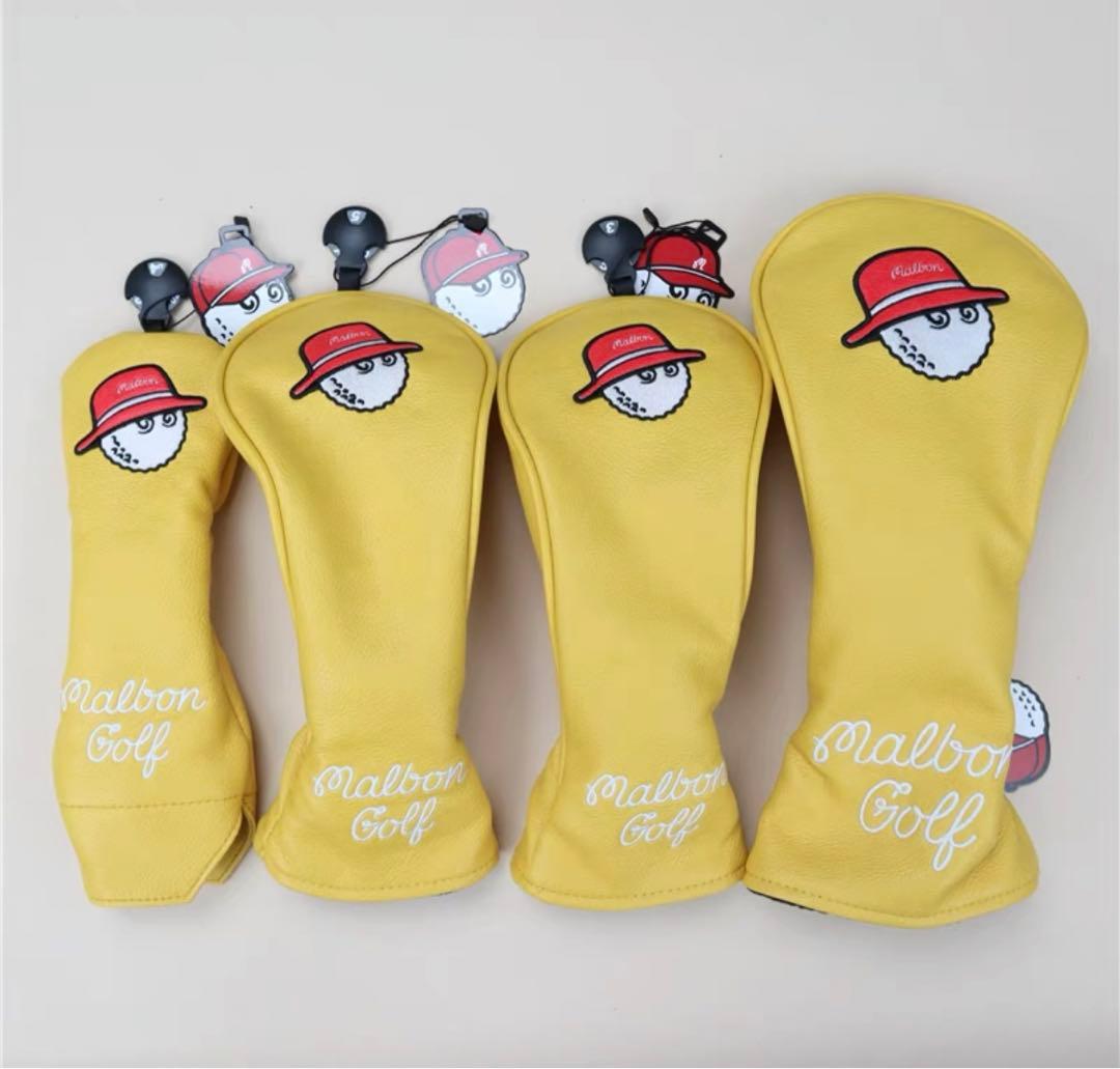 【大人気値下げ新品4点セット】MalbonGolfマルボンゴルフクラブカバー黄色