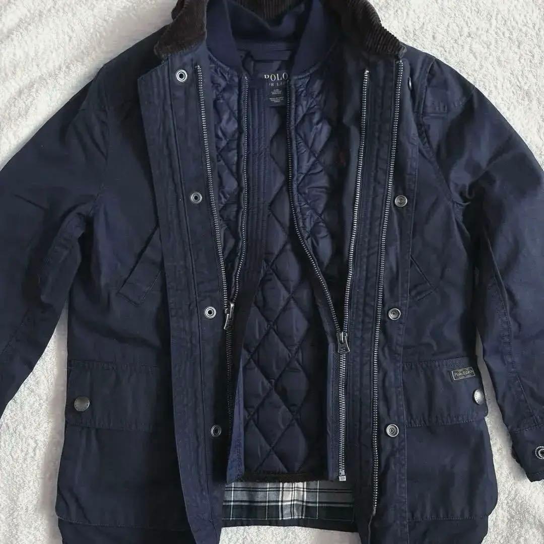 ラルフローレン オイルドジャケット キルティングライナー付き ネイビー 140