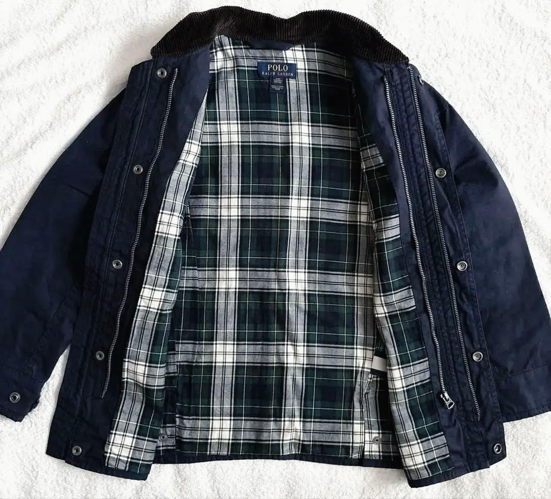 ラルフローレン オイルドジャケット キルティングライナー付き ネイビー 140