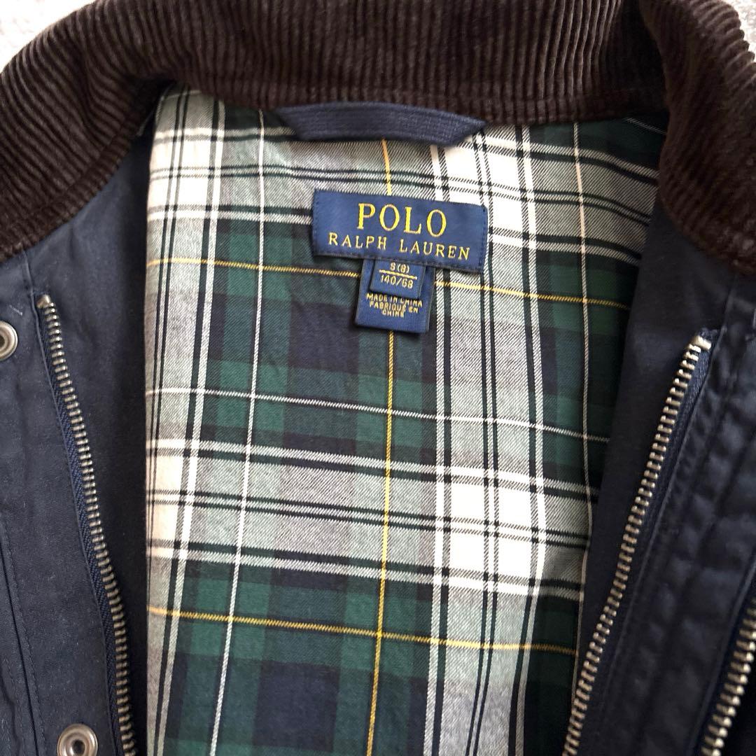 ラルフローレン オイルドジャケット キルティングライナー付き ネイビー 140