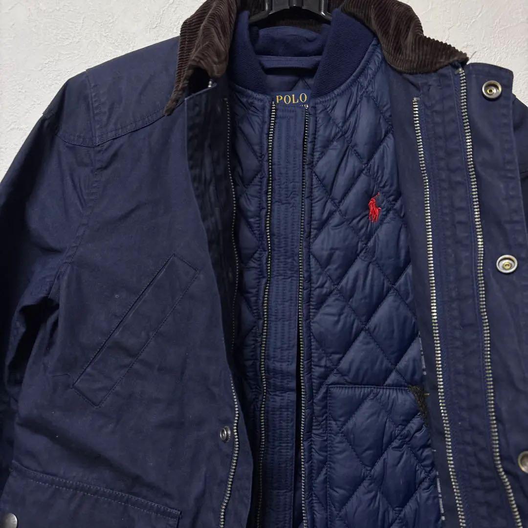 ラルフローレン オイルドジャケット キルティングライナー付き ネイビー 140