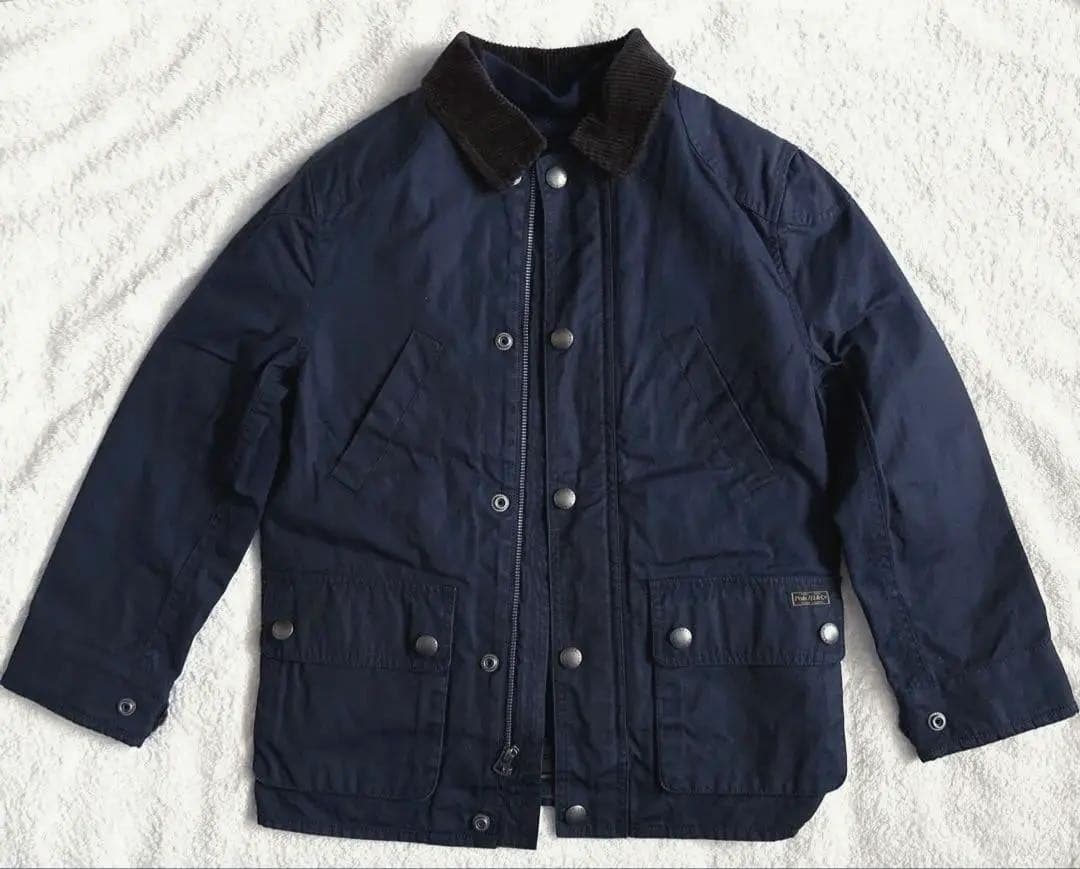 ラルフローレン オイルドジャケット キルティングライナー付き ネイビー 140
