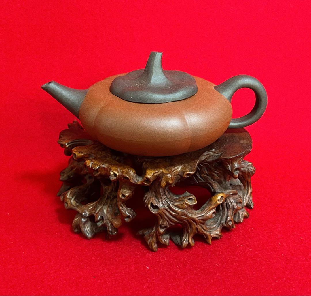 中国美術 中国宜興 柿扁壺　紫砂壺　紫砂茶壺 茶器 茶道具