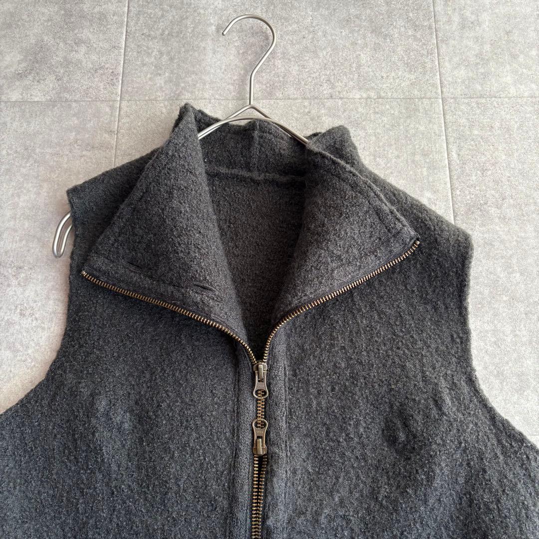 ヨーガンレール ファインウールループ ウール 縮絨 ジップアップベスト グレーL