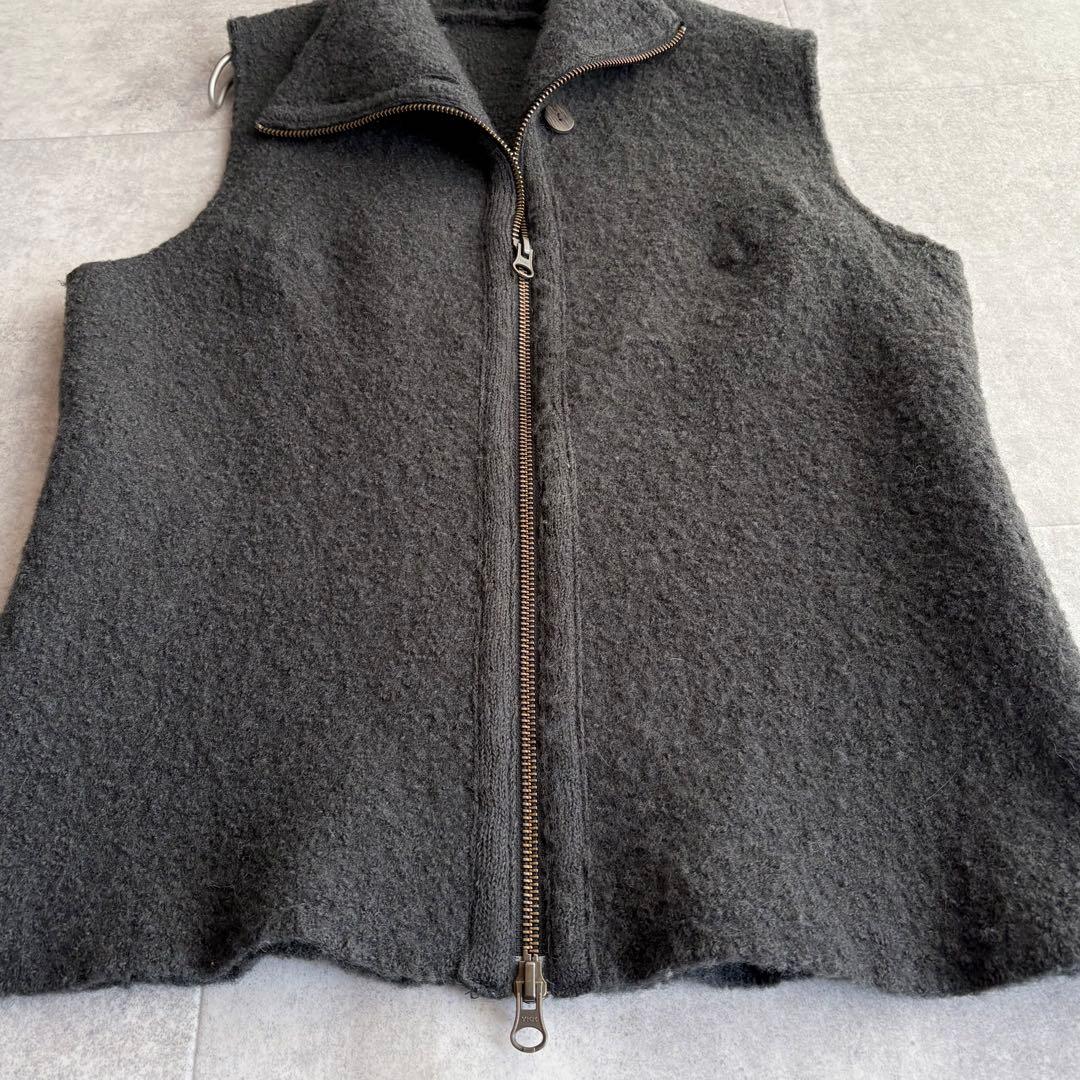 ヨーガンレール ファインウールループ ウール 縮絨 ジップアップベスト グレーL