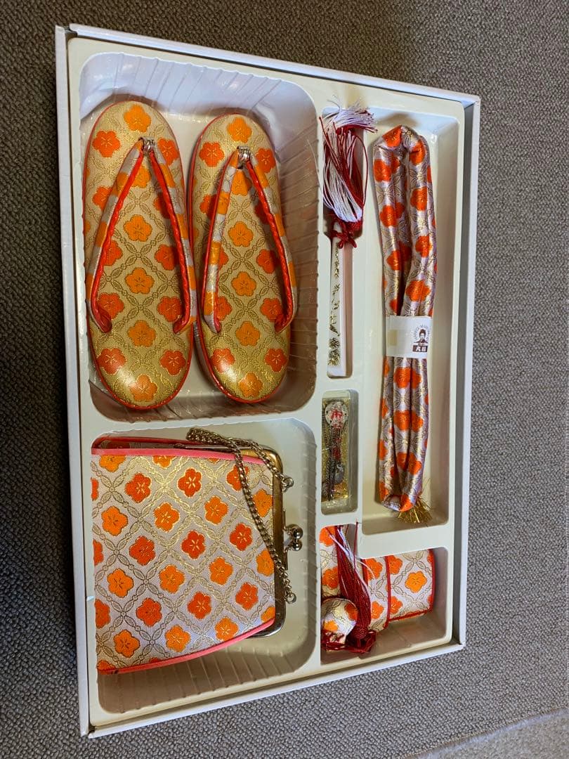 七五三 着物セット 青赤花柄　7歳