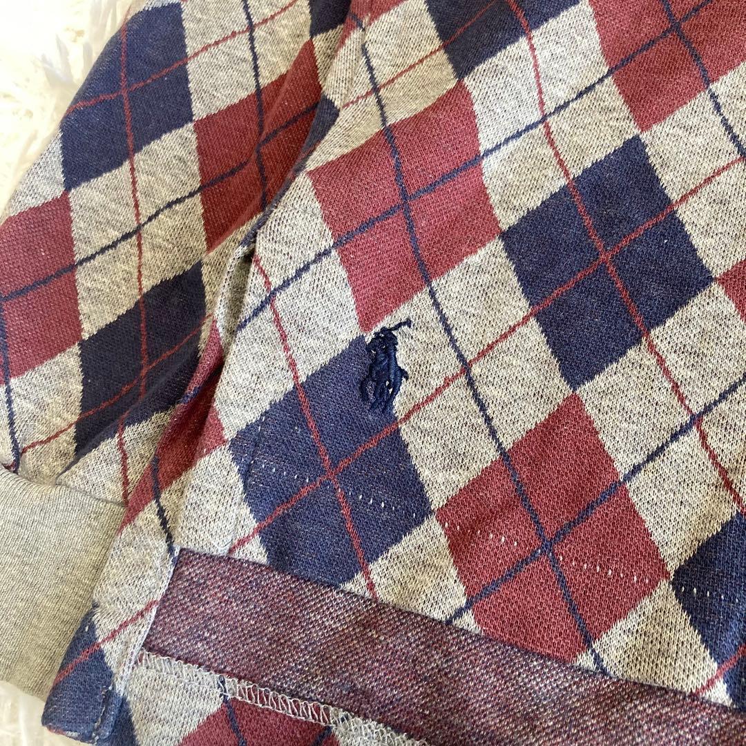 希少✨90s ポロバイラルフローレン 長袖ポロシャツ アーガイル柄 USA製 S