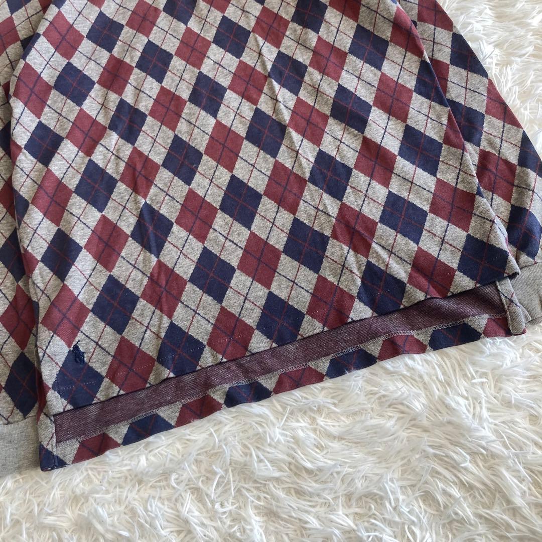 希少✨90s ポロバイラルフローレン 長袖ポロシャツ アーガイル柄 USA製 S