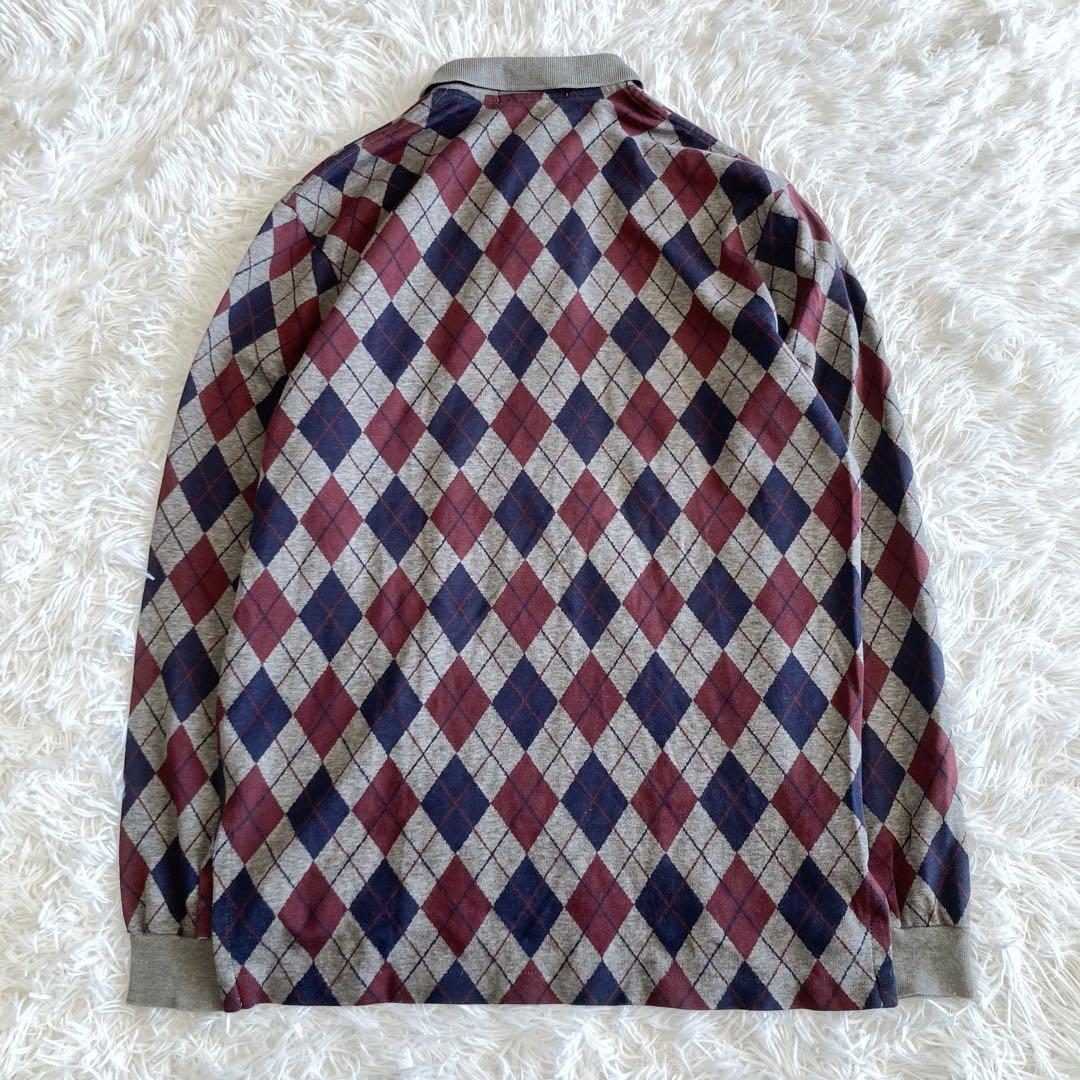 希少✨90s ポロバイラルフローレン 長袖ポロシャツ アーガイル柄 USA製 S