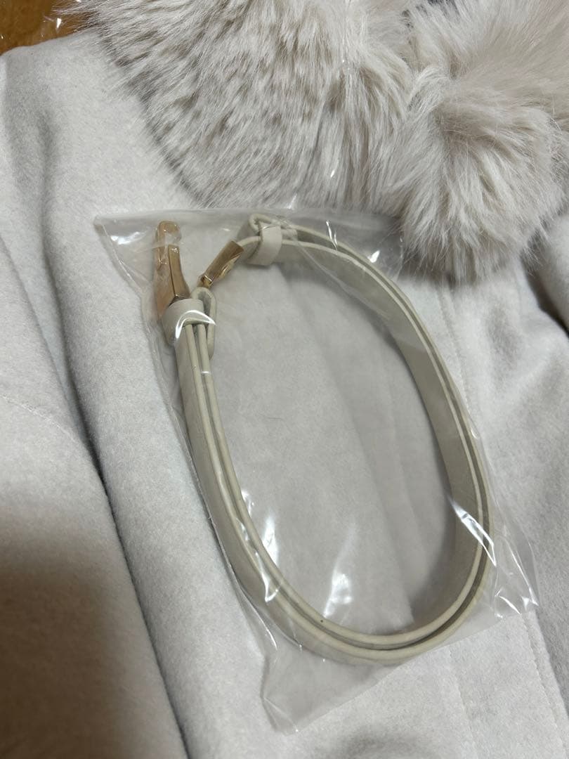 snidel ファー付きミドルケープコート アイボリー