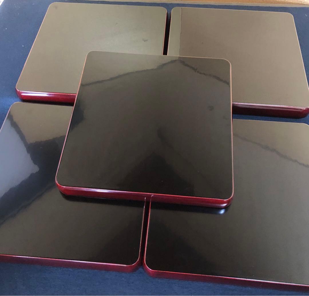 《R》春慶塗 会席膳5客 四方膳 銘々膳 木製漆器 木箱　260203く4