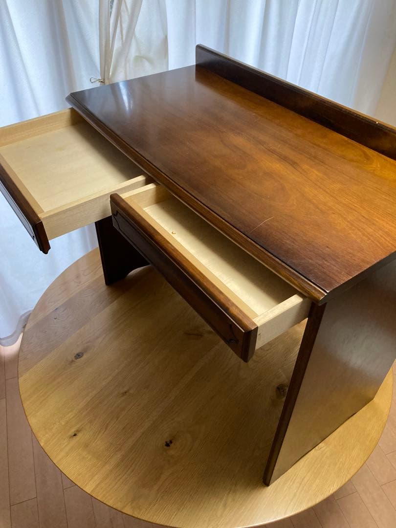 カリモク（karimoku）　木製シンプルデスク 引き出し2つ付き ブラウン