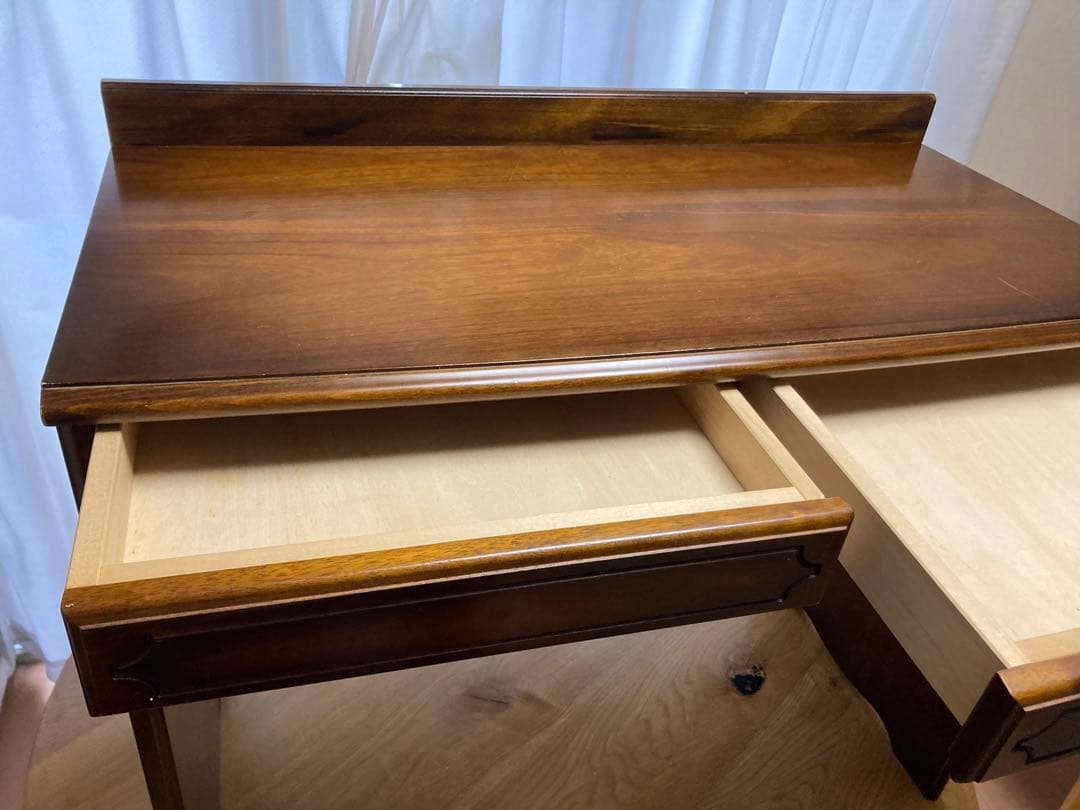 カリモク（karimoku）　木製シンプルデスク 引き出し2つ付き ブラウン