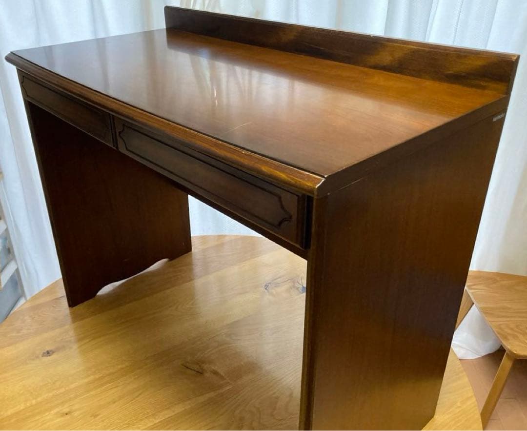 カリモク（karimoku）　木製シンプルデスク 引き出し2つ付き ブラウン