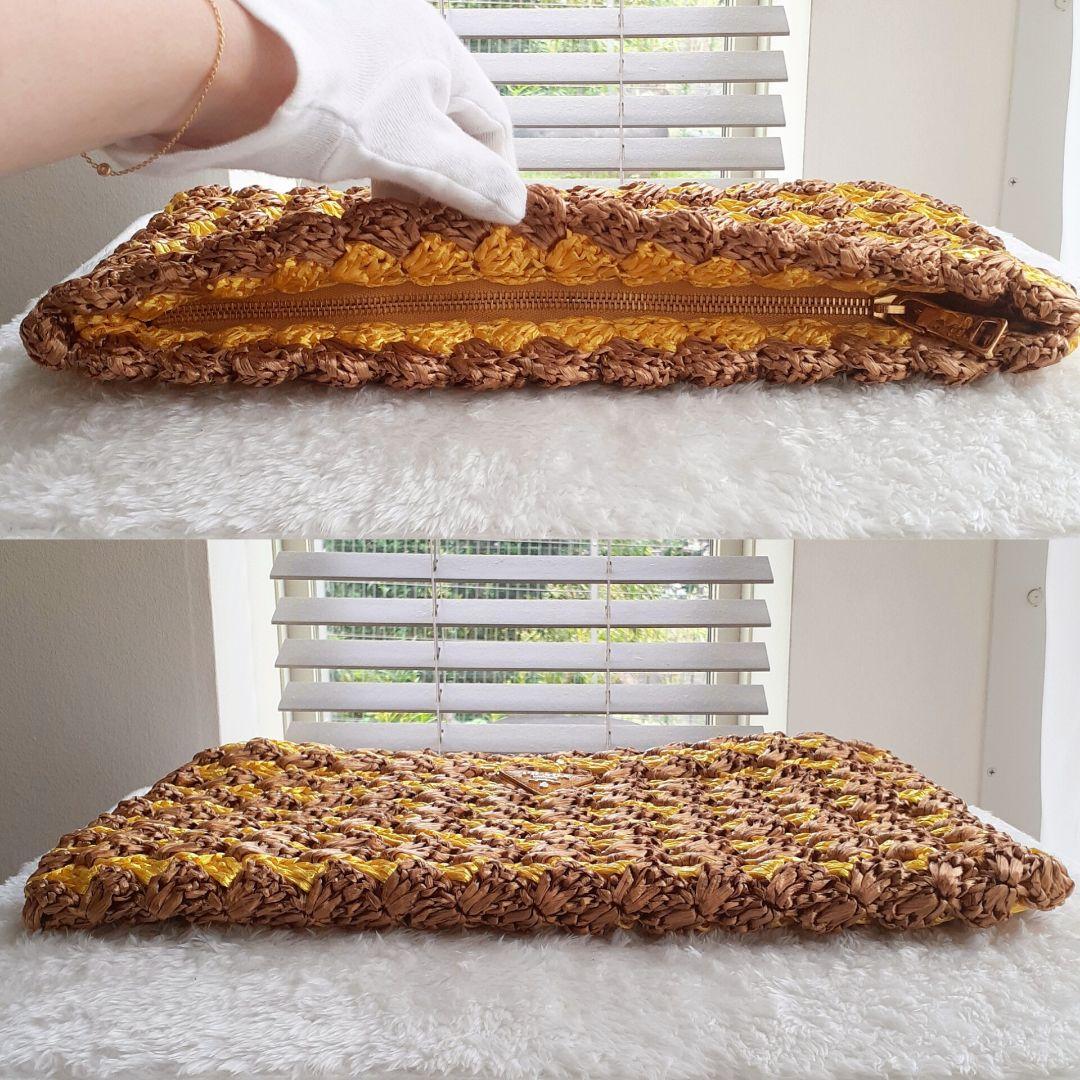 ⭐PRADA⭐　美品　プラダ　ラフィアクロケット　クラッチバッグ