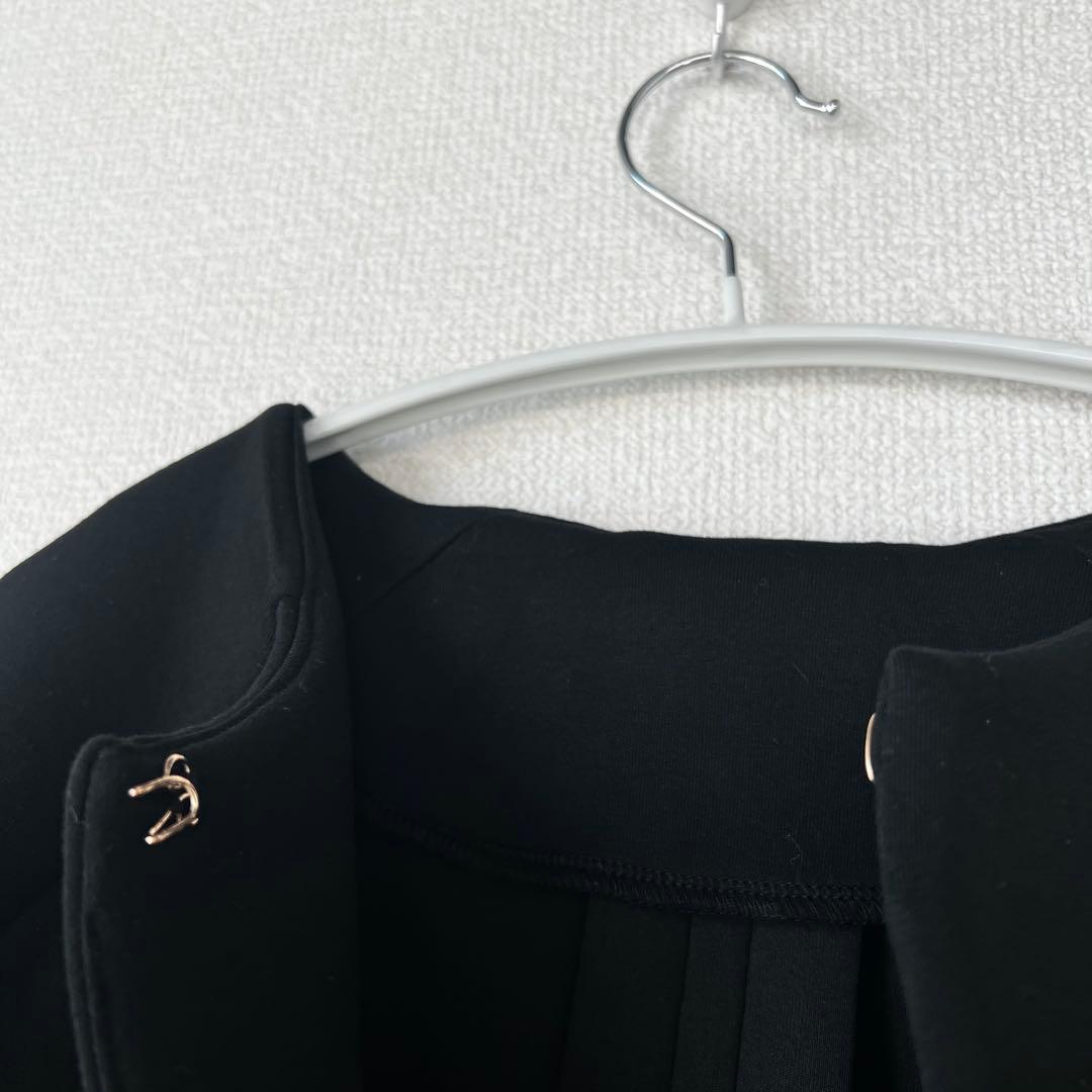 Frene フラーネ ボンディングコート フリル袖　ブラック　パール