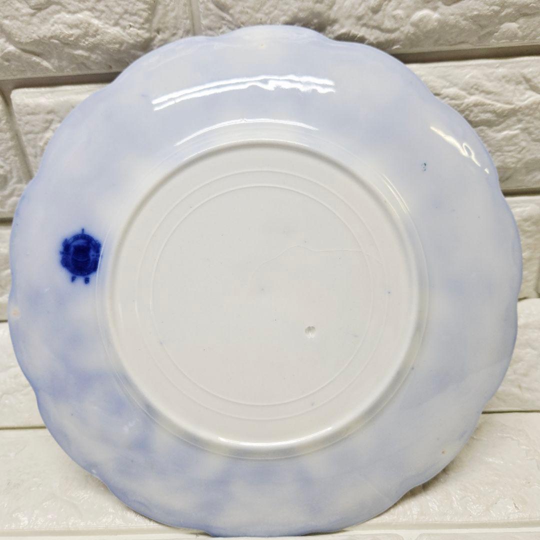 わ*ば様 イギリスアンティーク フローブルー プレート 青 平皿 2枚