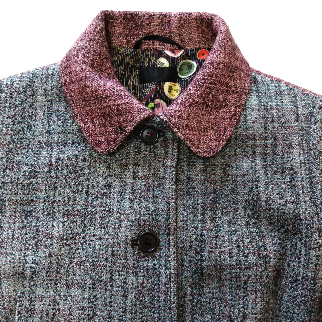 ポールスミス テーラードジャケット ツイード グレー ボルドー バイカラー L