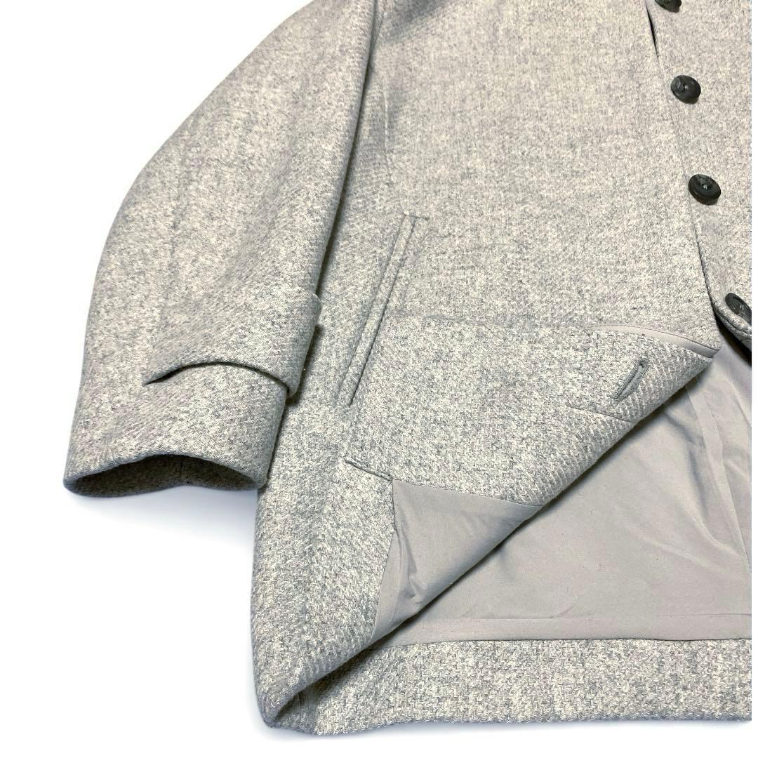 美品【PLST】MANTECOマンテコ ウール ノーカラーコート グレー上質素材