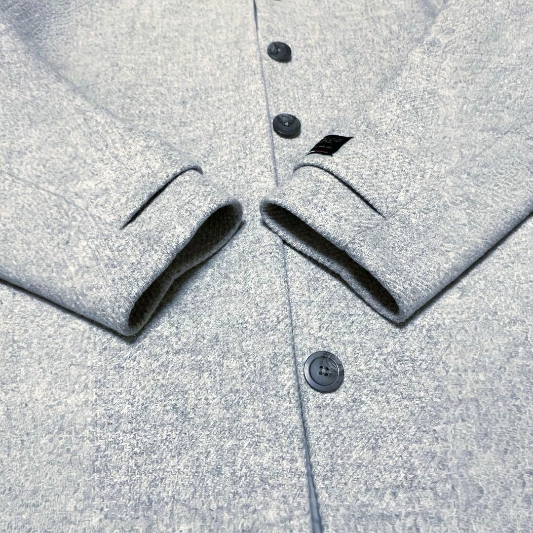 美品【PLST】MANTECOマンテコ ウール ノーカラーコート グレー上質素材