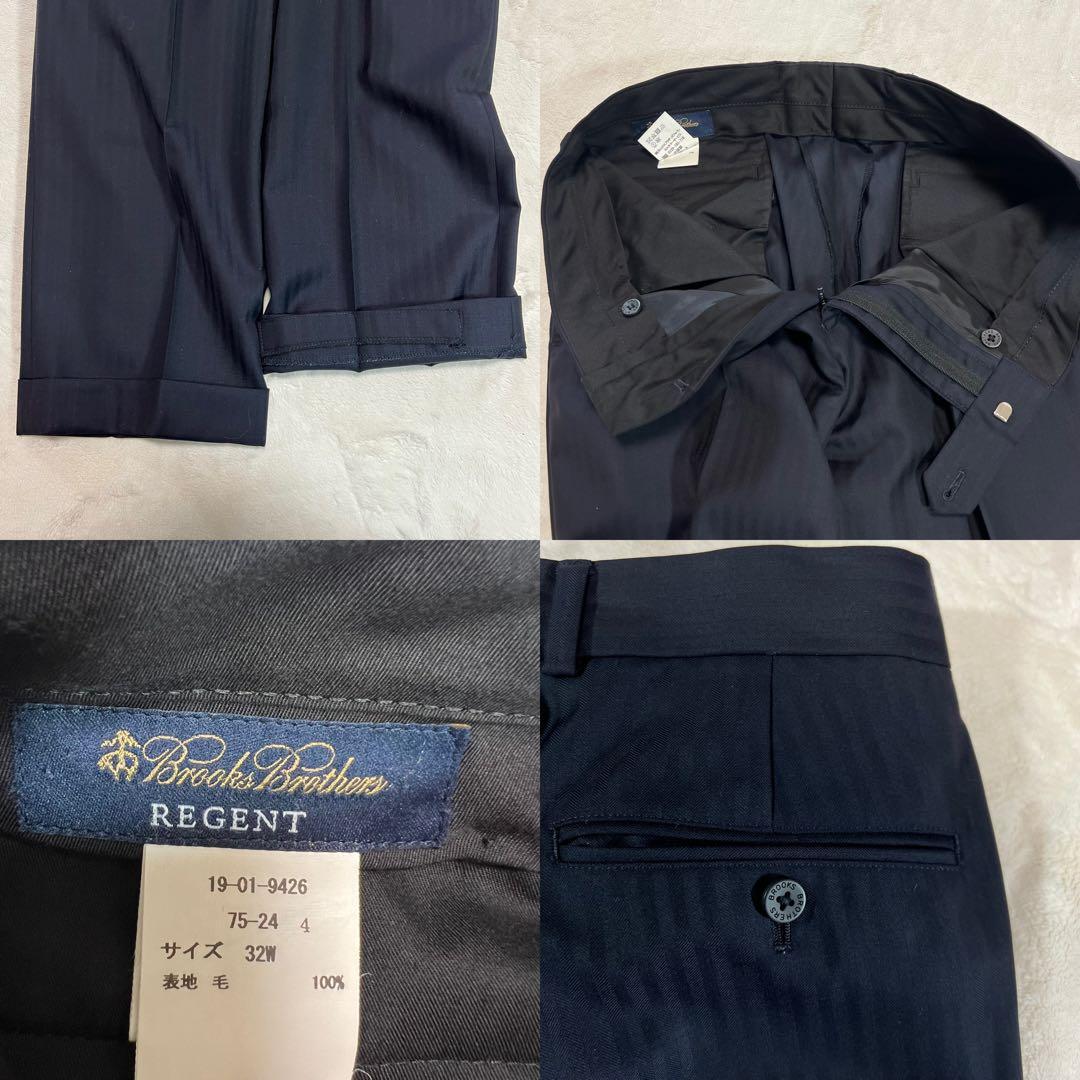 【極美品】ブルックスブラザーズ カノニコ ストライプスーツ ネイビー 32W