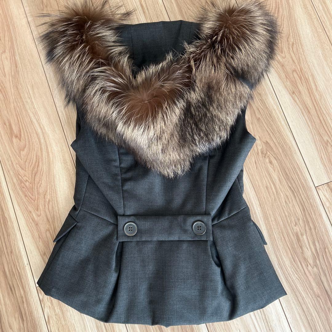 FOXEY フォクシー　中綿ダウンベスト　シルバーフォックス　ファー　38