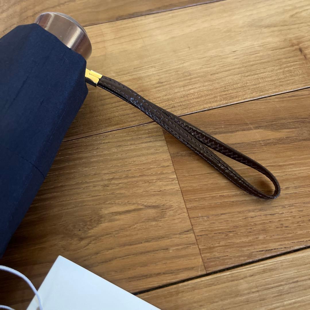 未使用 前原光榮商店 シャンタン 折りたたみ 晴雨兼用日傘 ネイビー 伝統工芸