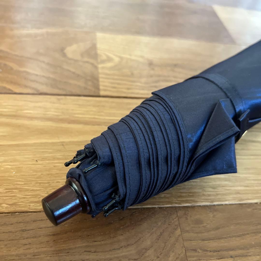 未使用 前原光榮商店 シャンタン 折りたたみ 晴雨兼用日傘 ネイビー 伝統工芸