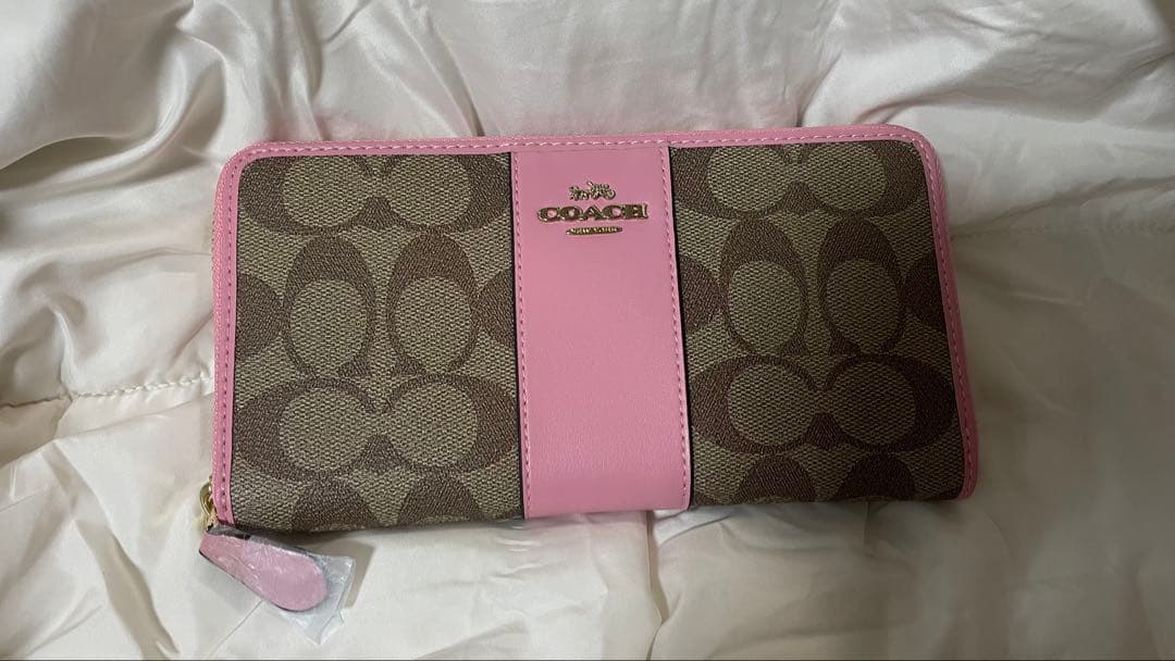 【‼️最終値下げ】新品未使用 COACH 長財布 ブラウン/ピンク
