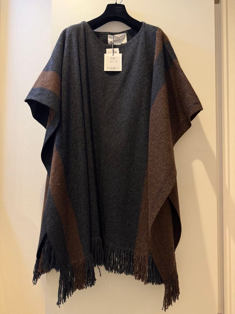 未使用ADAWAS ポンチョ グレー・ブラウン フリー