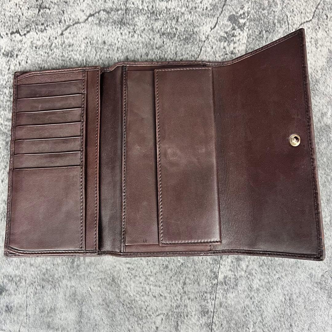 GUCCI GG シマ レザー 長財布 ダークブラウン