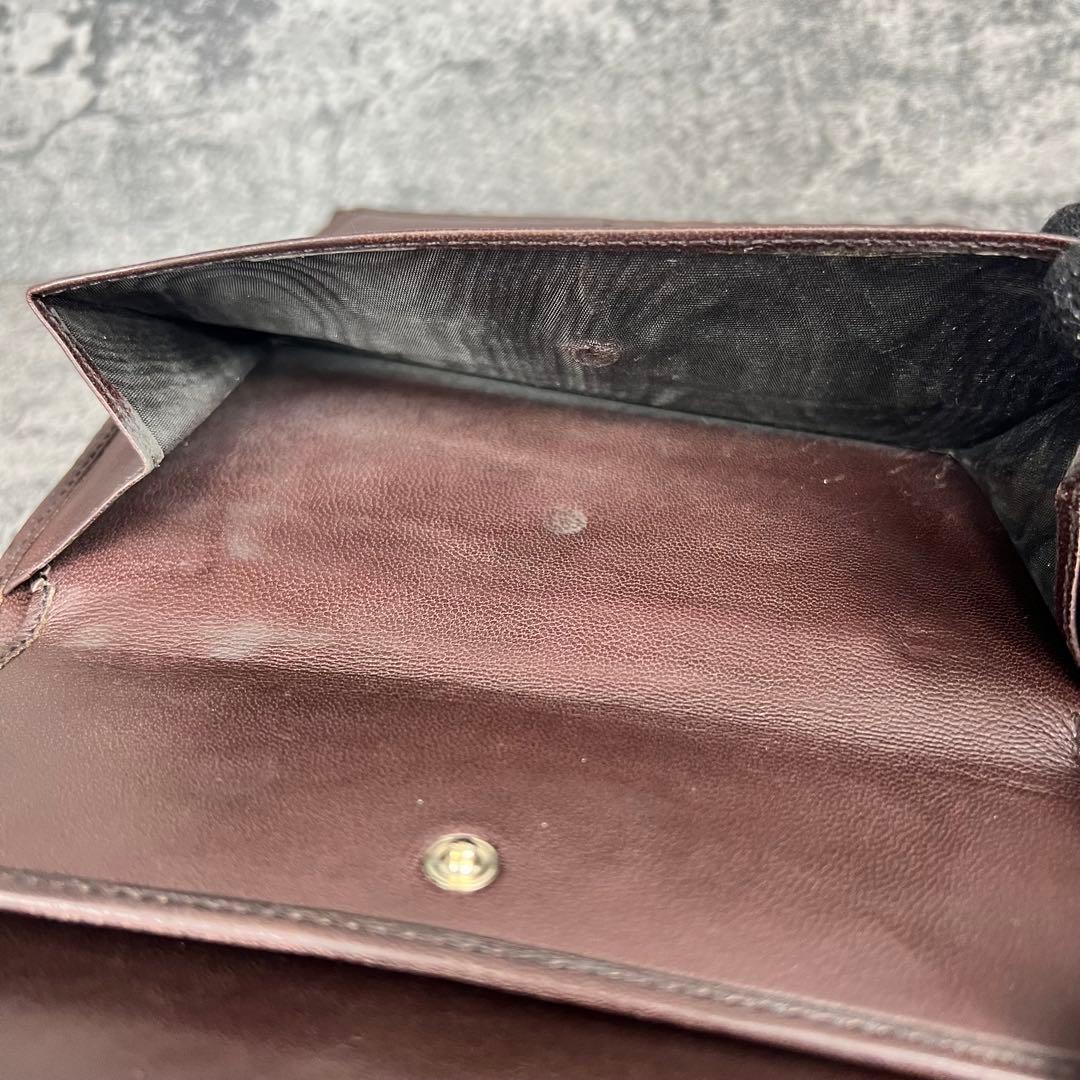 GUCCI GG シマ レザー 長財布 ダークブラウン