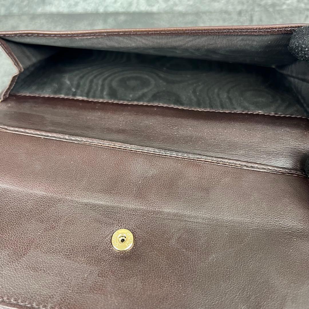 GUCCI GG シマ レザー 長財布 ダークブラウン