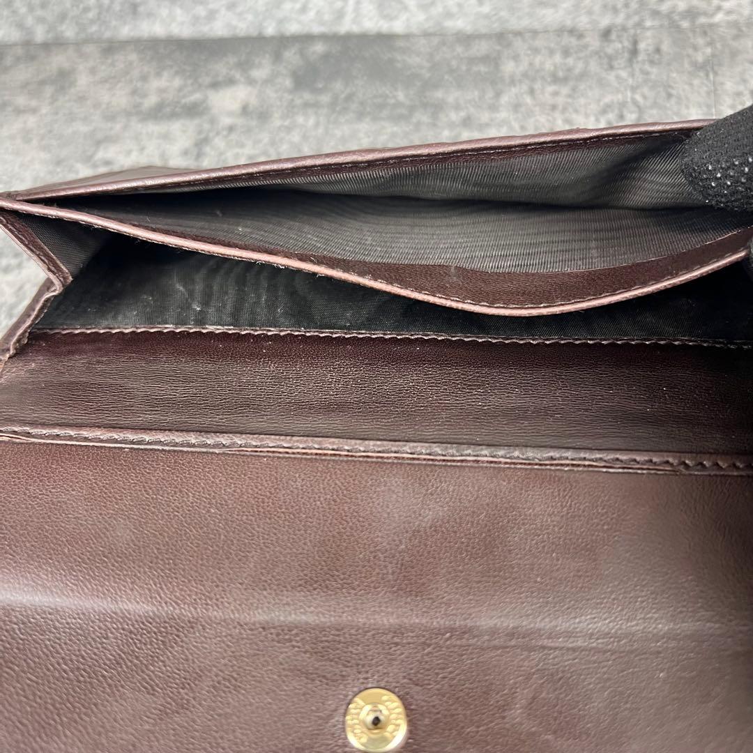 GUCCI GG シマ レザー 長財布 ダークブラウン