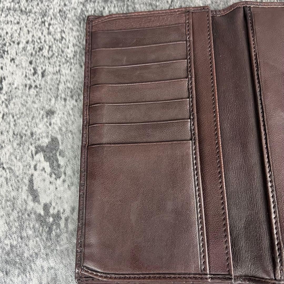 GUCCI GG シマ レザー 長財布 ダークブラウン