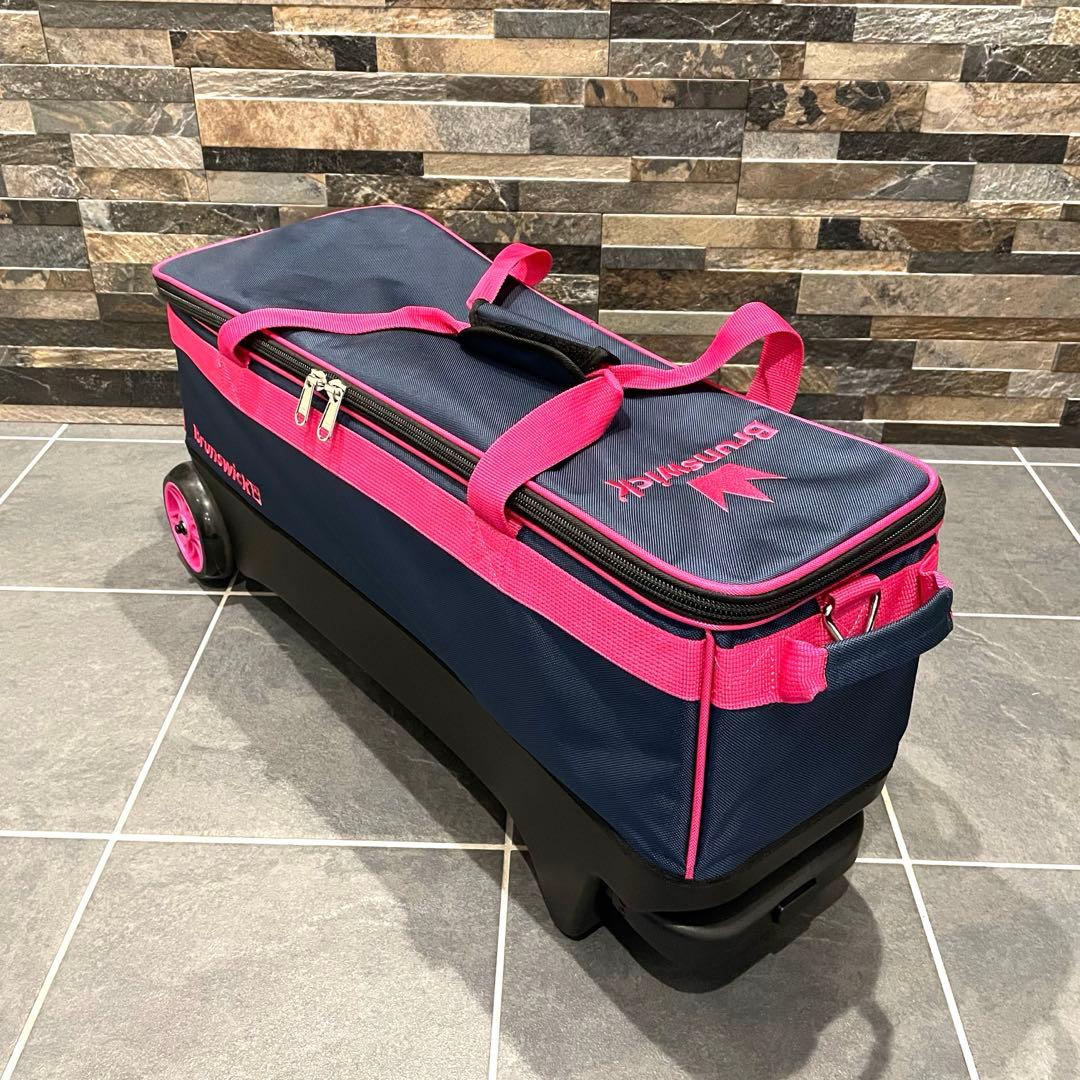 Brunswick ボウリング用バッグ ネイビー/ピンク　3個用