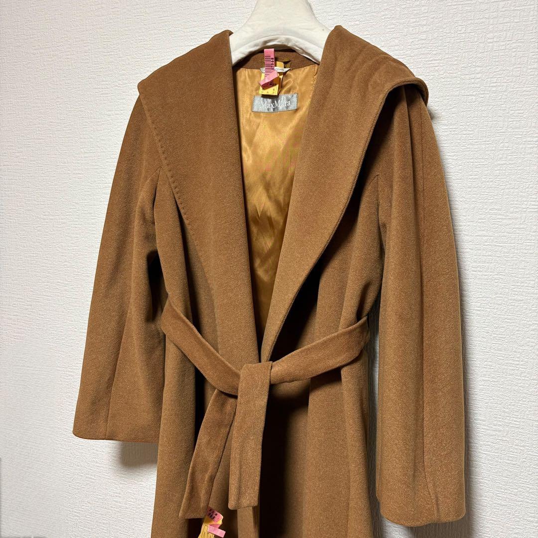 MAX MARA/白タグ/リアルト/ベルテッド/フードコート/絹/38