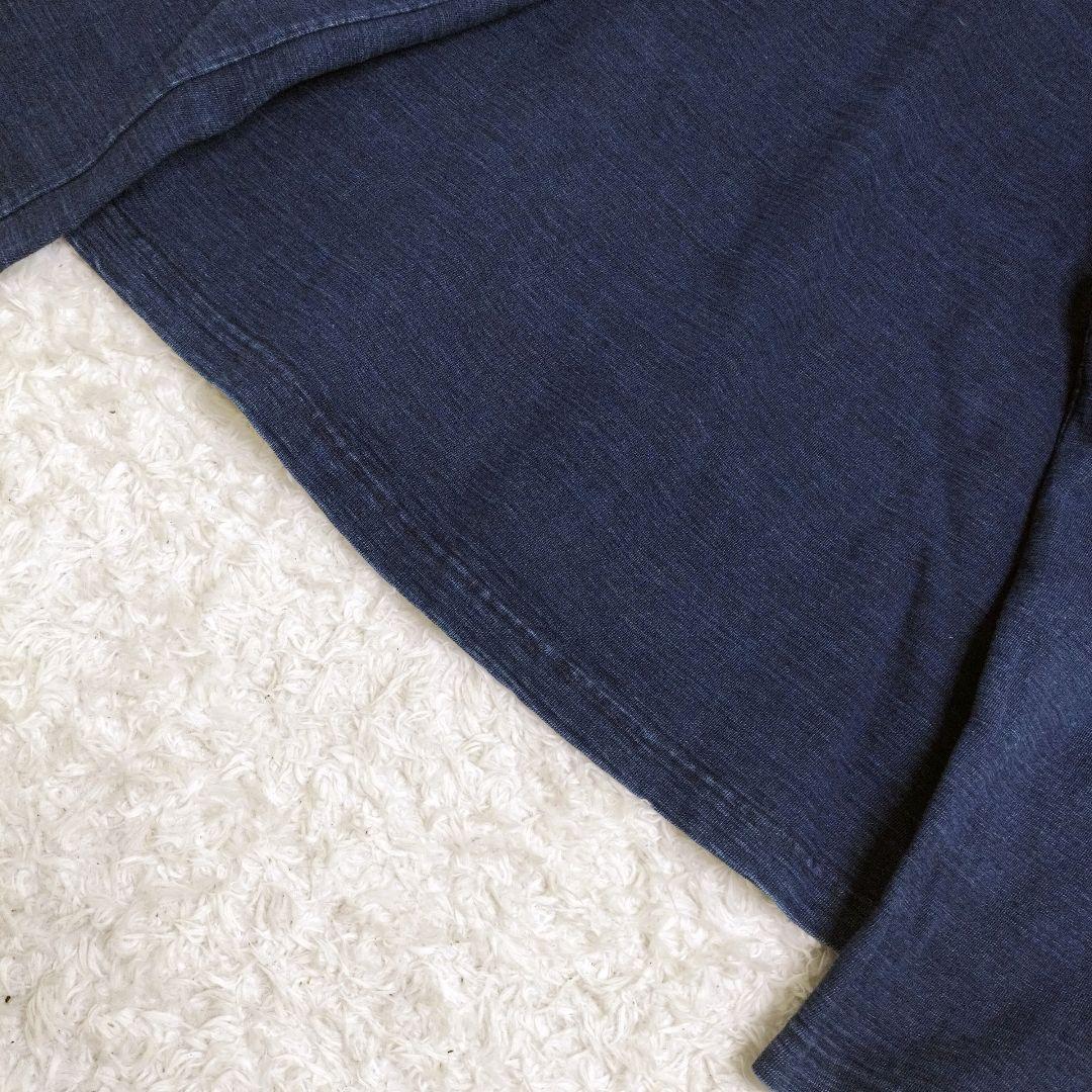 45rpm ロゴ刺繍 インディゴ 藍染め トップス　ヘンリーネック 長袖　L