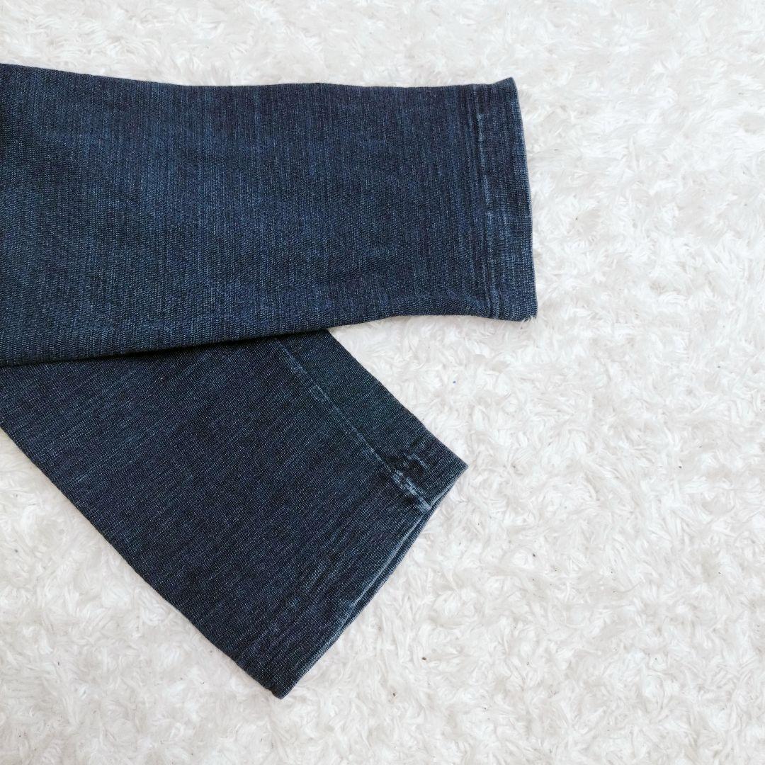 45rpm ロゴ刺繍 インディゴ 藍染め トップス　ヘンリーネック 長袖　L