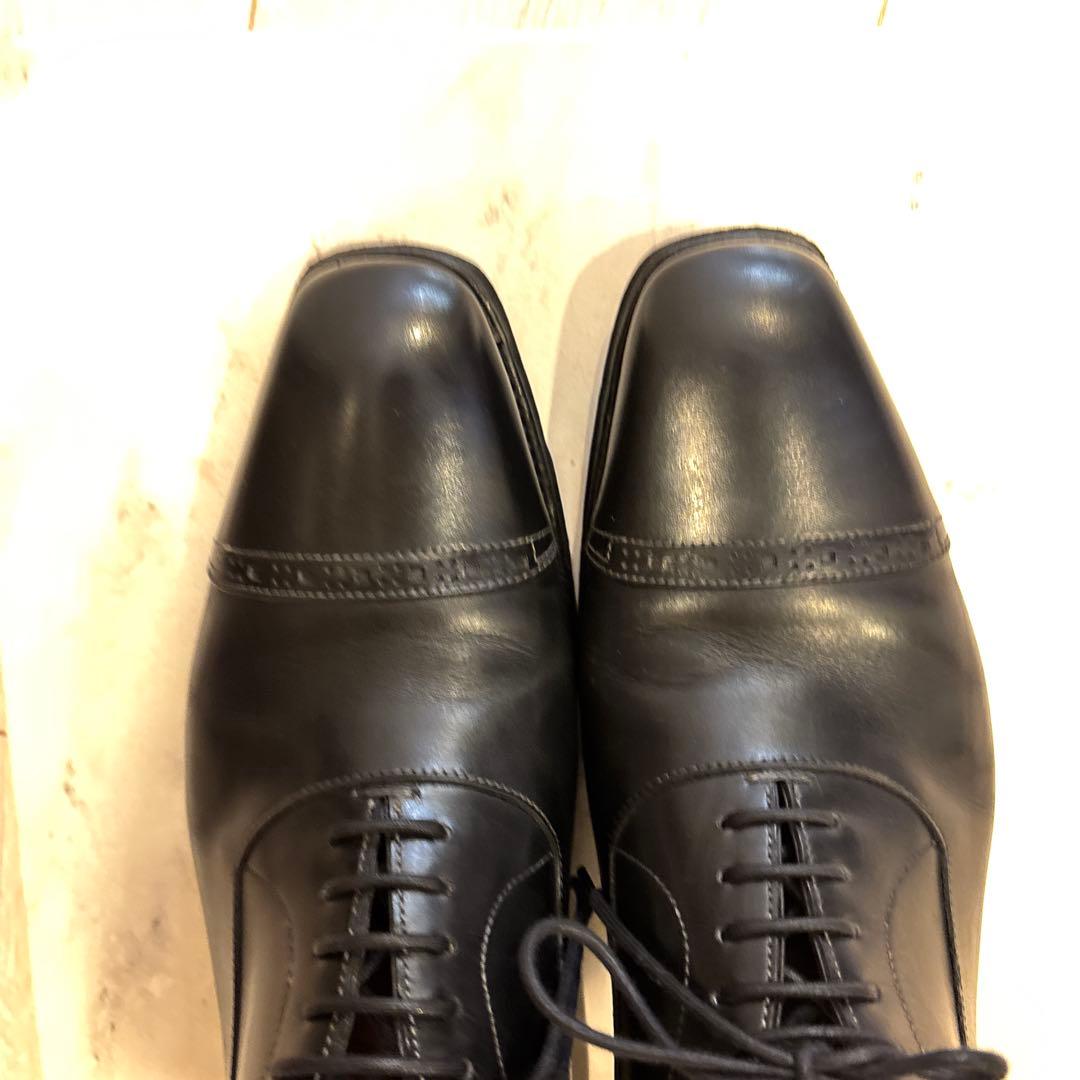 Santoni ブラック レザー ドレスシューズ