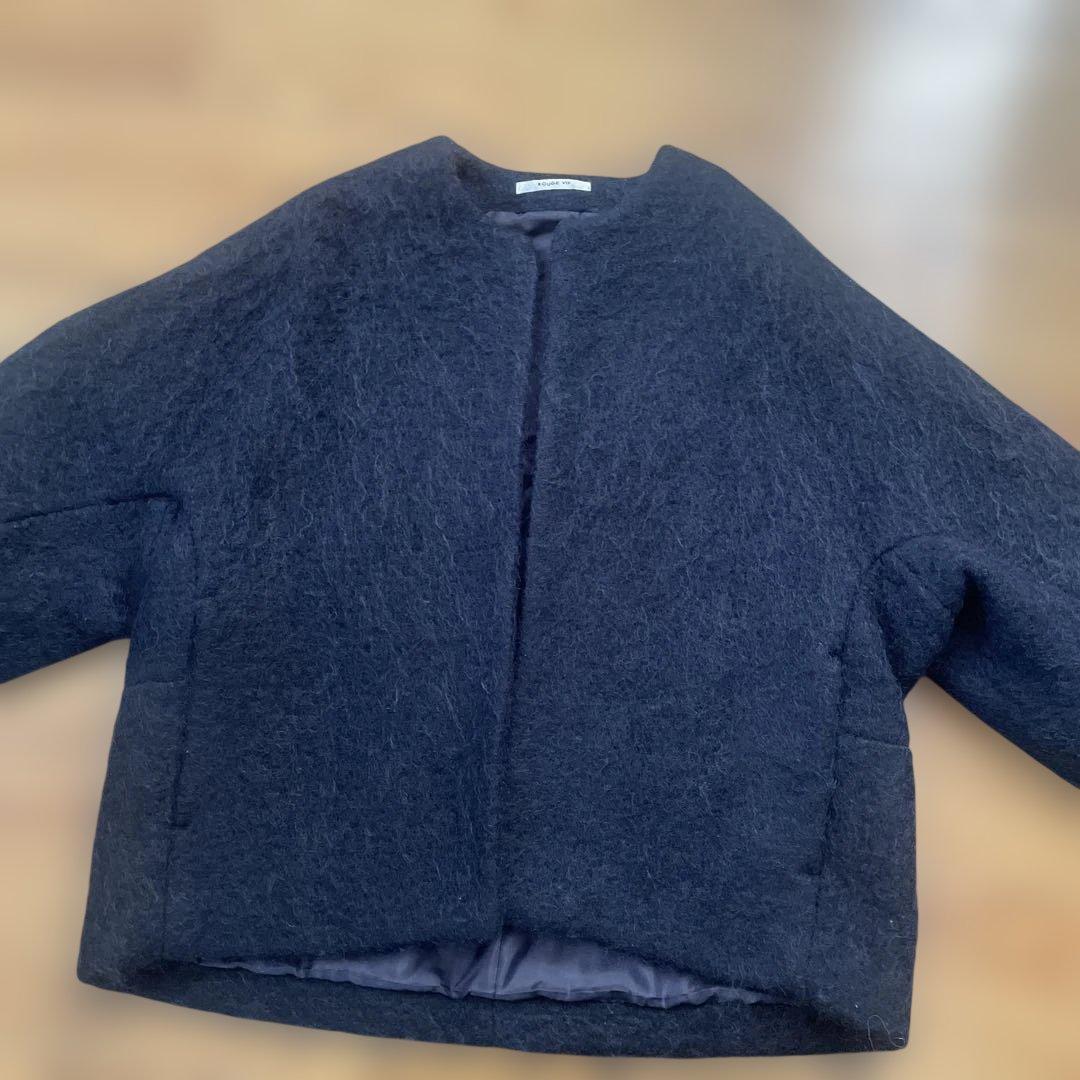 Rouge vif シャギーショートコート　ネイビー