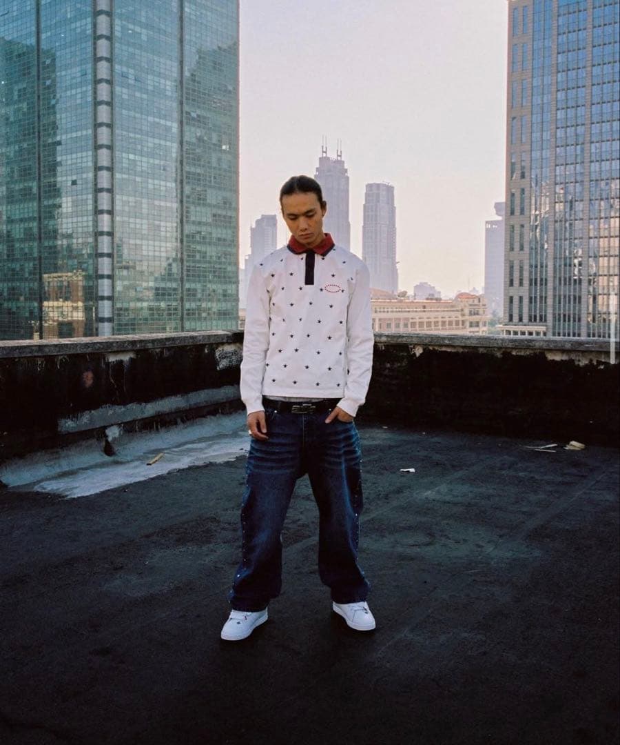 トップス AFB / DOUBLE LAYERD LS POLO SHIRTS