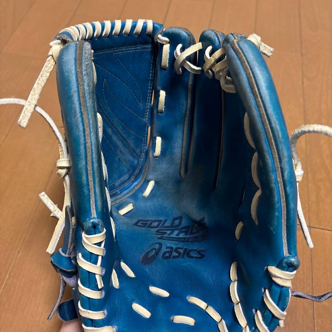asics 青 軟式野球グローブ
