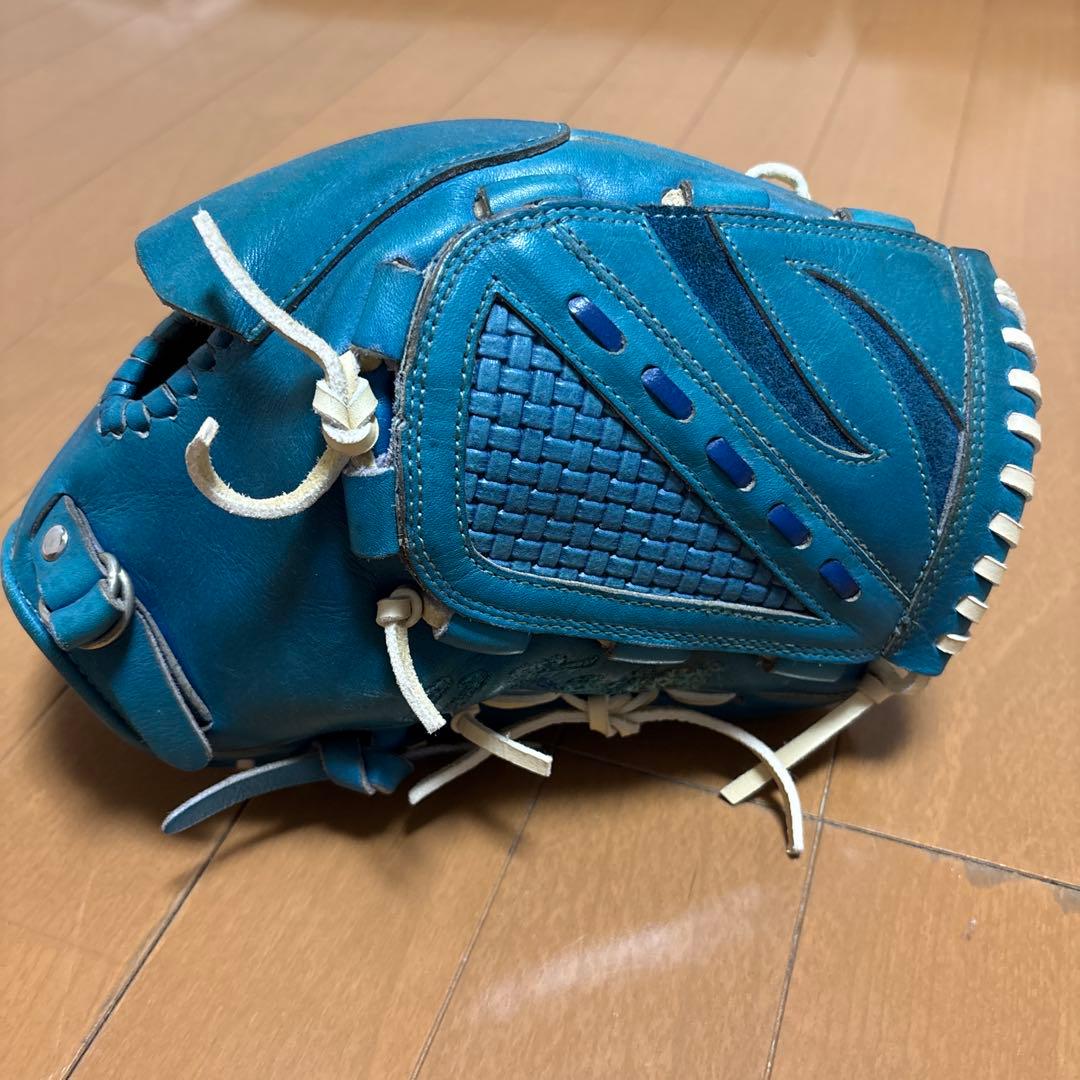 asics 青 軟式野球グローブ