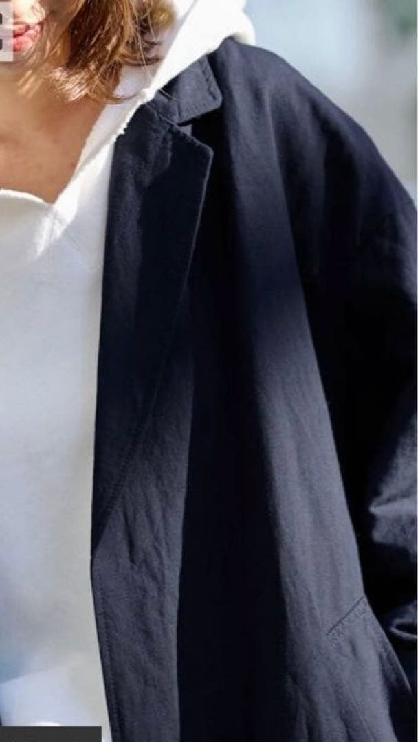 フレームワーク　綿麻ポプリンコート　ネイビー　フリー　美品