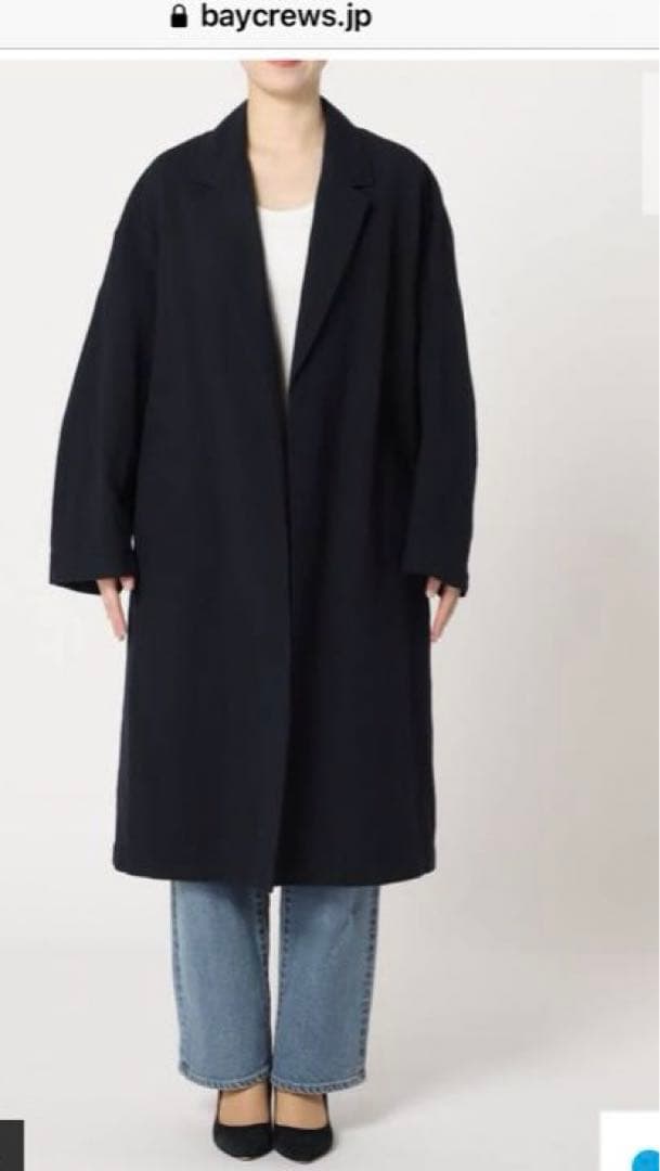 フレームワーク　綿麻ポプリンコート　ネイビー　フリー　美品