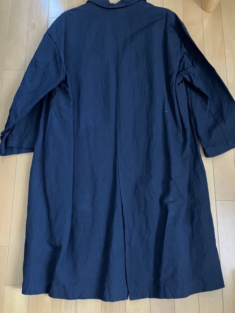 フレームワーク　綿麻ポプリンコート　ネイビー　フリー　美品